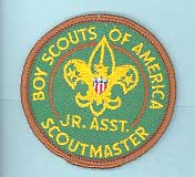 Junior Assistant Scoutmaster Patch 1960s Type 2 with Title Plastic Back