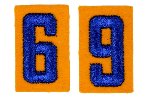 6 or 9 Felt Unit Number Blue on Yellow