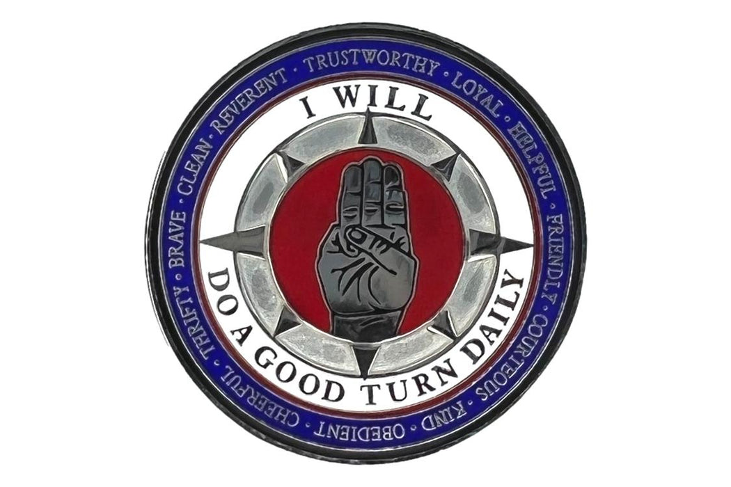 Scout Motto and Slogan and Law Challenge Coin