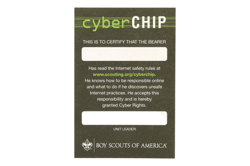 Boy Scout Cyber Chip Pocket Certificate