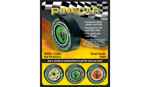 Decals - Pinecar Wheel Flare Rub-on Decals-Green Snake