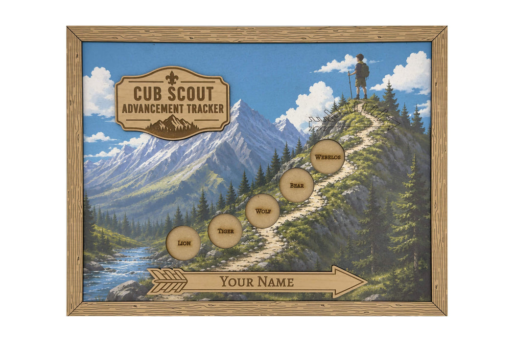 Personalized Cub Scout Advancement Tracker Wood Plaque