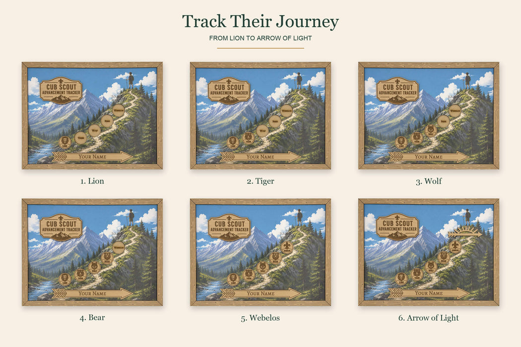 Personalized Cub Scout Advancement Tracker Wood Plaque