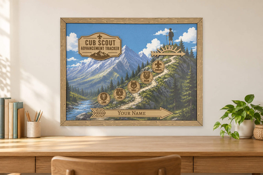 Personalized Cub Scout Advancement Tracker Wood Plaque
