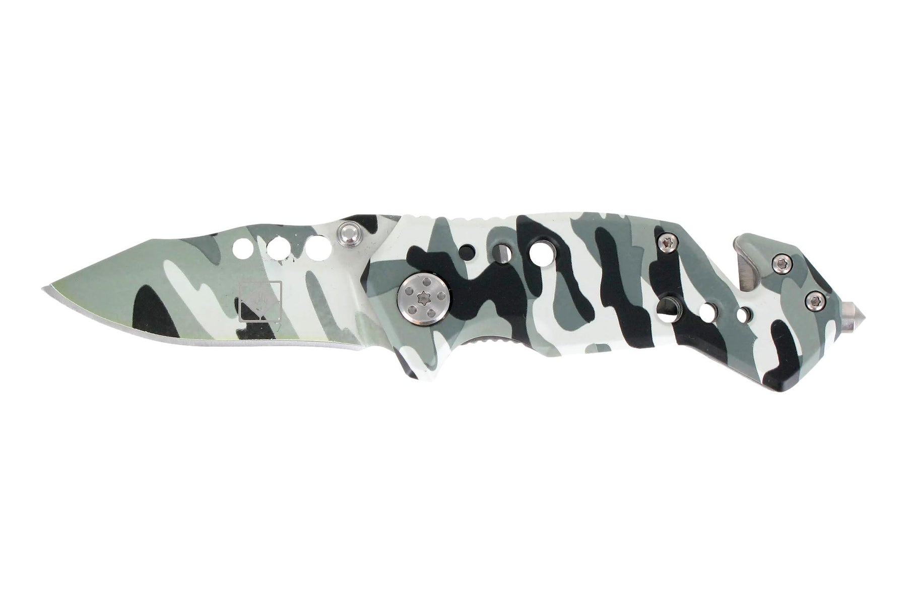 EMT Arctic Folding Knife - Arctic Camo Rescue Knife with Seat Belt Cutter