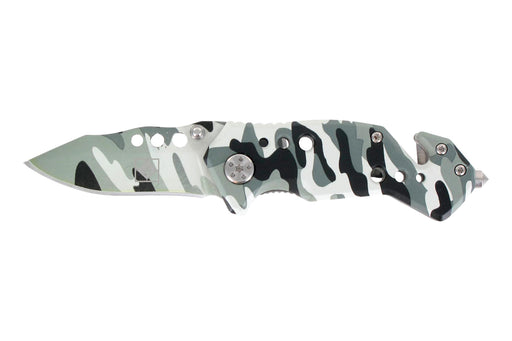 EMT Arctic Folding Knife - Arctic Camo Rescue Knife with Seat Belt Cutter