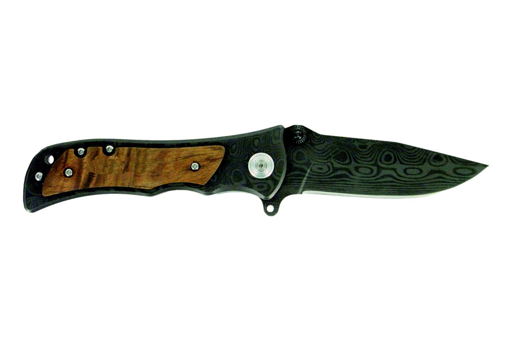 Stag Folding Knife - Wood-Grain Stainless Steel Pocket Knife with Pakka Wood Handle