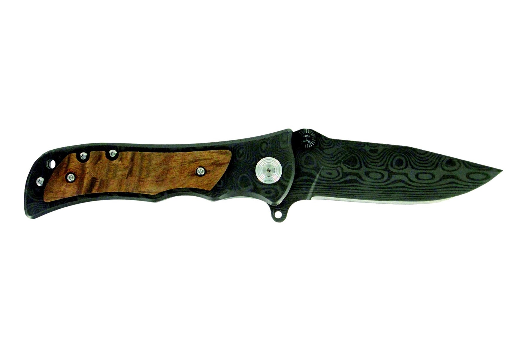 Stag Folding Knife - Wood-Grain Stainless Steel Pocket Knife with Pakka Wood Handle
