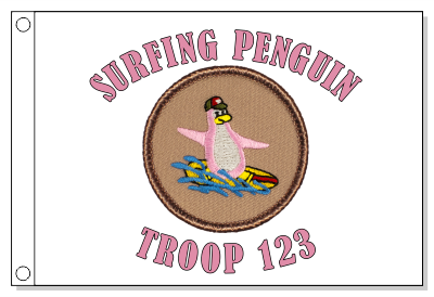 Surfing Penguin Patrol Flag - Pink
