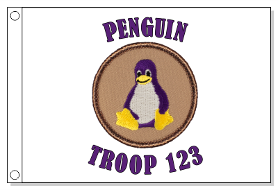 Cartoon Penguin - Purple Patrol Flag
