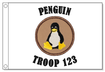 Cartoon Penguin - Black Patrol Flag