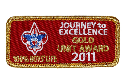 2011 Unit 100% Boys' Life Journey to Excellence Award Gold Patch