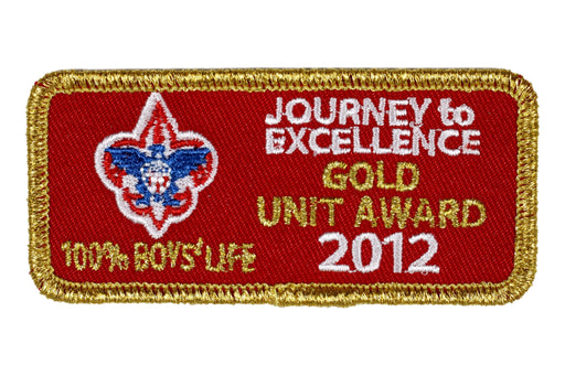 2012 Unit Journey to Excellence 100% Boy's Life Patch Gold