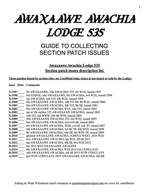Guide to Collecting Lodge 535 Section Patches
