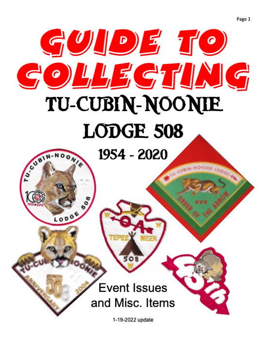 Guide to Collecting - Lodge 508 - Tu-Cubin-Noonie - Events and Misc Items