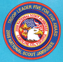 2005 NJ Patch with Troop Leader Five for Five Award Ring