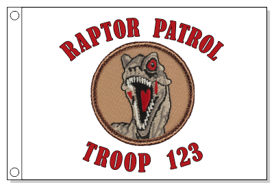 Dinosaur Raptor Head Patrol Flag