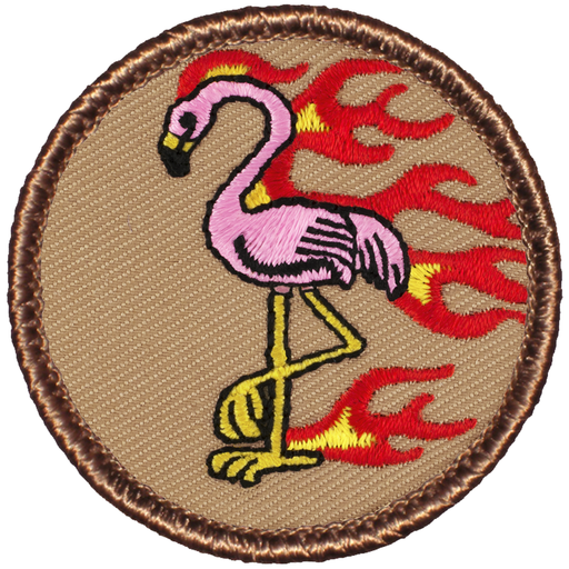 Pink Flamingo Patrol Patch - With Flames