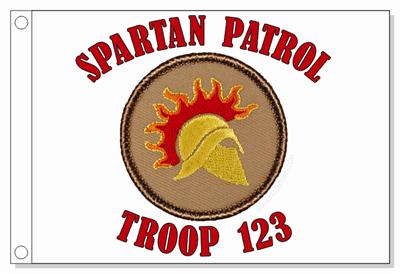 Flaming Spartan Helmet - Gold Patrol Flag