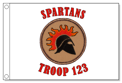 Flaming Spartan Helmet Patrol Flag