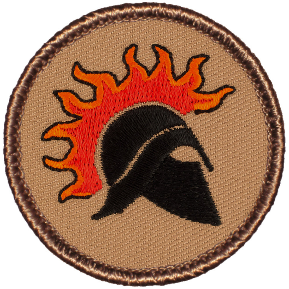 Flaming Spartan Helmet Patrol Patch
