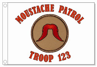 Red Bushy Moustache Patrol Flag