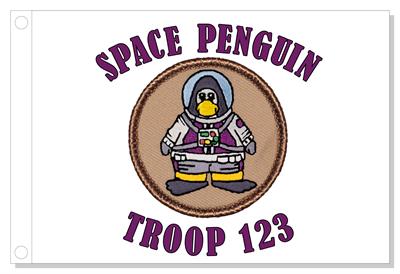 Space Penguin Patrol Flag