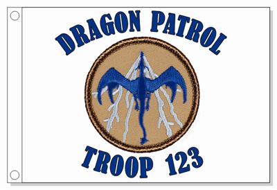 All Blue Lightning Dragon Patrol Flag