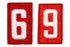 6 or 9 Unit Number White on Red Plain Back