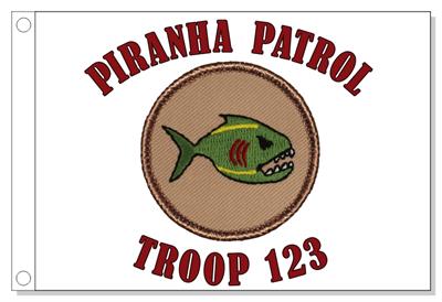 Cartoon Piranha Patrol Flag