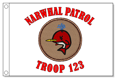 Red Narwhal Patrol Flag - Patch Style