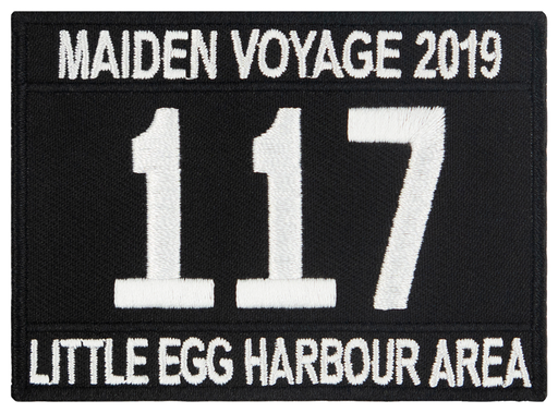 White on Black Two-Caption Custom Sea Scout Ship Numbers