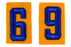 6 or 9 Felt Unit Number Blue on Yellow