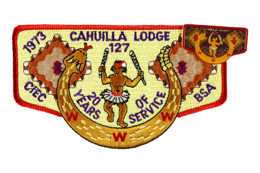 Lodge 127 Cahuilla Flap S-39.   20th Anniversary with pin