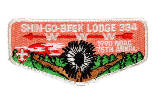 Lodge 334 Shin Go Beek Flap S-16 NOAC 1990 - 75th Anniv.