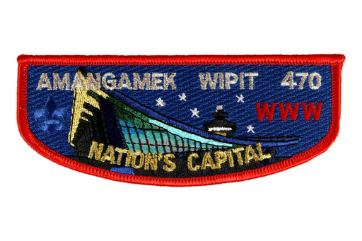 Lodge 470 Amangamek-Wipit Flap S-?  Red Border.  Dulles Airport