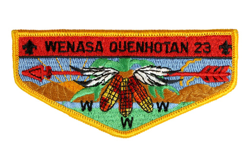Lodge 23 Wenasa Quenhotan Flap S-? Yellow Gold border.