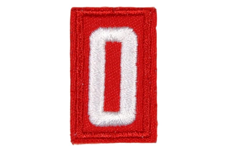0 Unit Number White on Red Twill