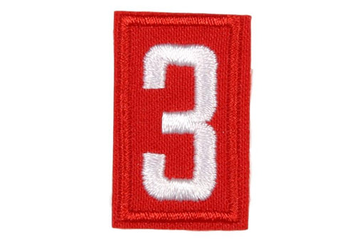 3 Unit Number White on Red Twill