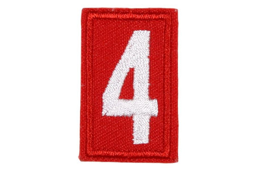 4 Unit Number White on Red Twill