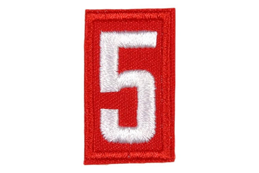 5 Unit Number White on Red Twill