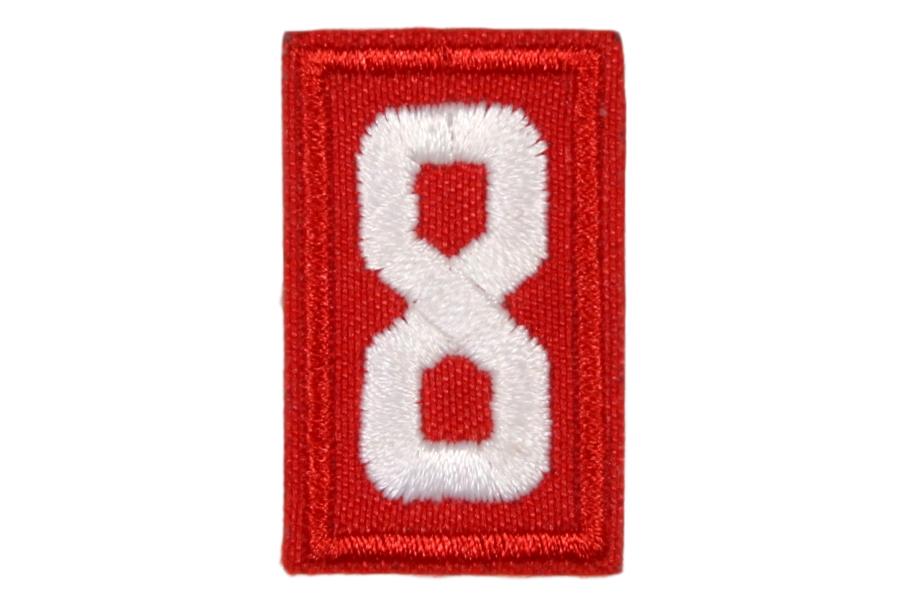 8 Unit Number White on Red Twill