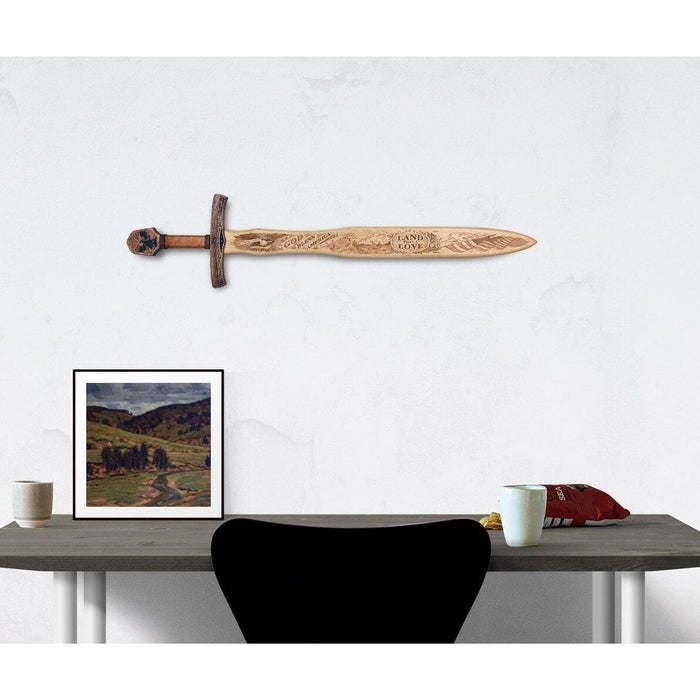 God Bless America - Wooden Patriot Sword Wall Sign