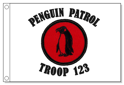 Retro Penguin Patrol Flag