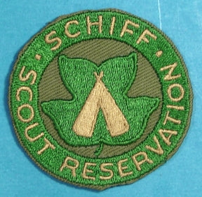 Schiff Scout Reservation Patch on Khaki Cut to Round