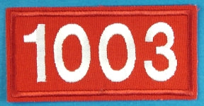 1003 Unit Number White on Red Twill