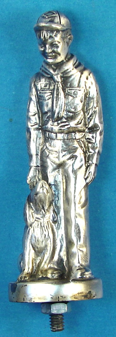 Cub Scout with Dog Statue Silver No Base