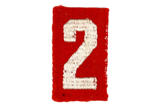 2 Felt Unit Number White on Red 1920s