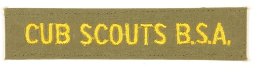 Cub Scouts B.S.A.1960s Khaki/Yellow Letters Shirt Strip