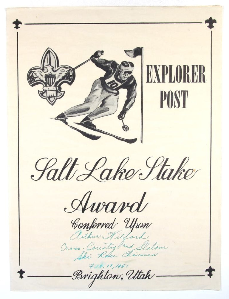 Salt Lake Stake Award Certificate 1951